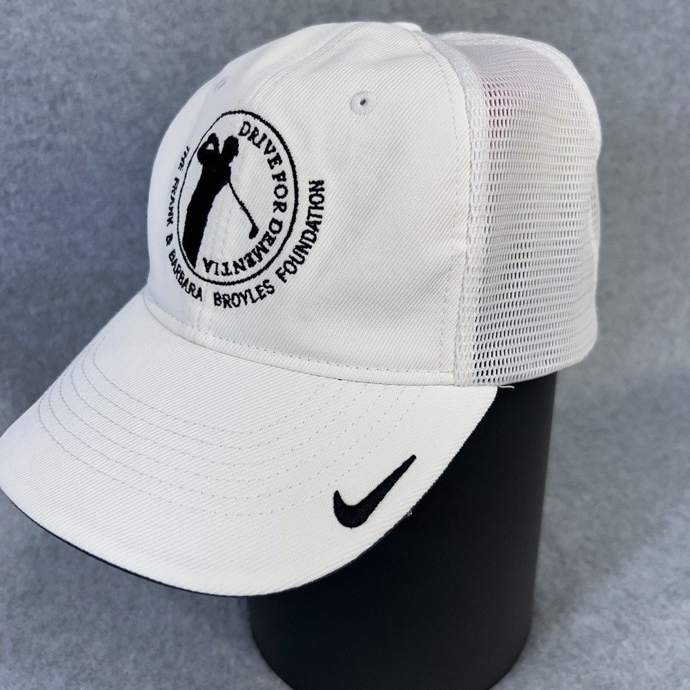 Drive For Dementia Mens White Nike Golf Trucker Cap Fitted L/XL